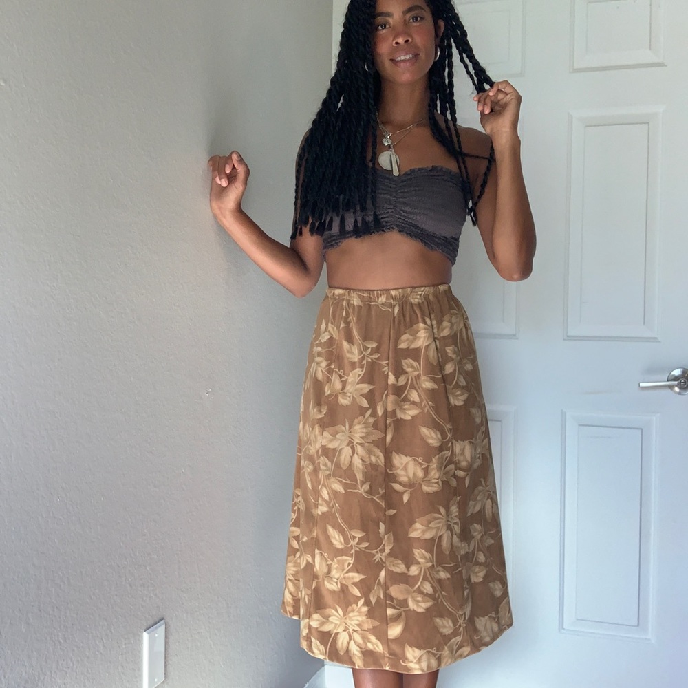 Tan floral skirt